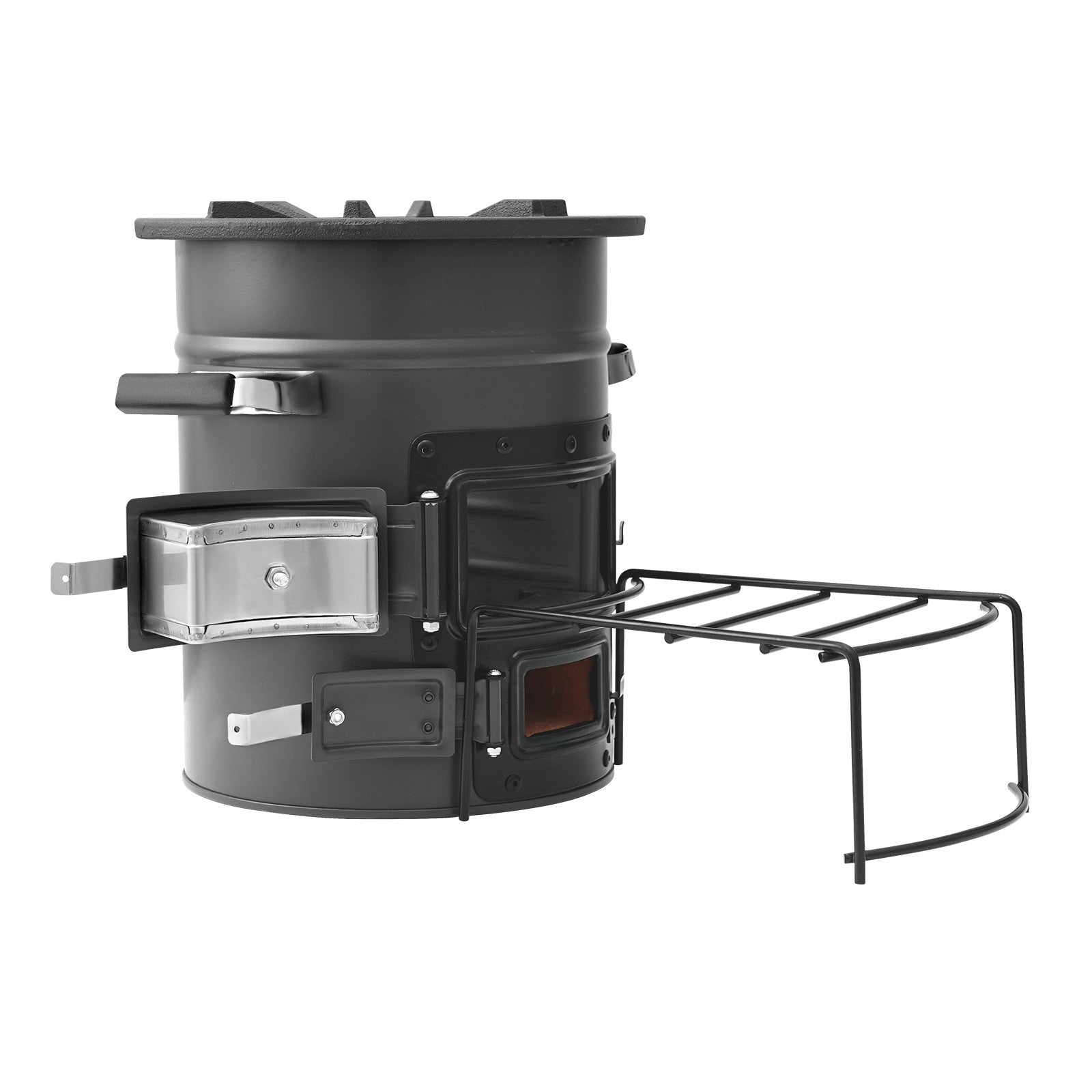 Uimoso Raketenofen BBQ Holzofen Mit Doppeltür Campingkocher Campinggrill