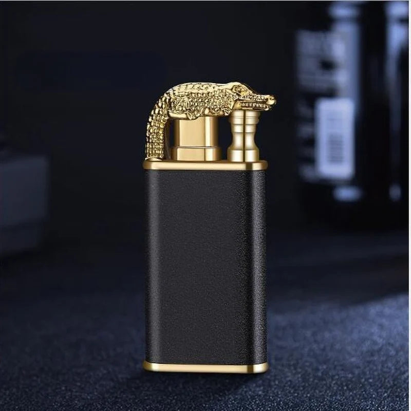 Dropshipping VIP Link Creative Dragon Double Fire Lighter Jet Flame Open Fire Windproof Inflatable Crocodile Lighter Men'S Gift