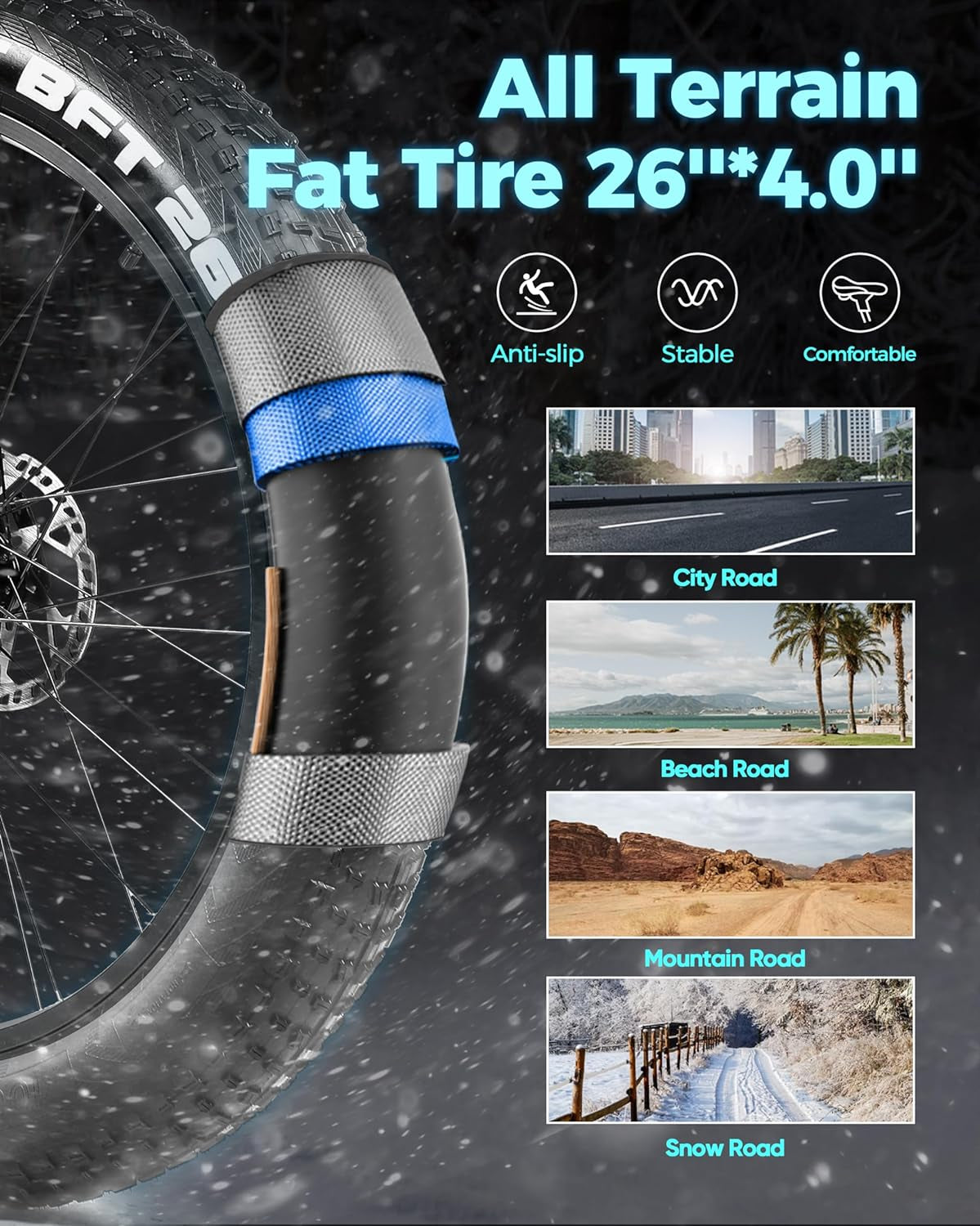 Eahora Romeo Pro Electric Mountain Bike - 1600W Power, 100-200 Mile Range, Full Suspension, 26" Fat Tires