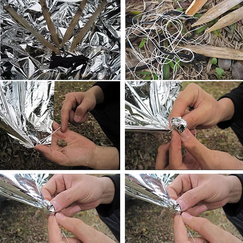 Emergency Blanket Outdoor Survive First Aid Rescue Kit Windproof Waterproof Foil Thermal Blanket for Camping Hiking Hot
