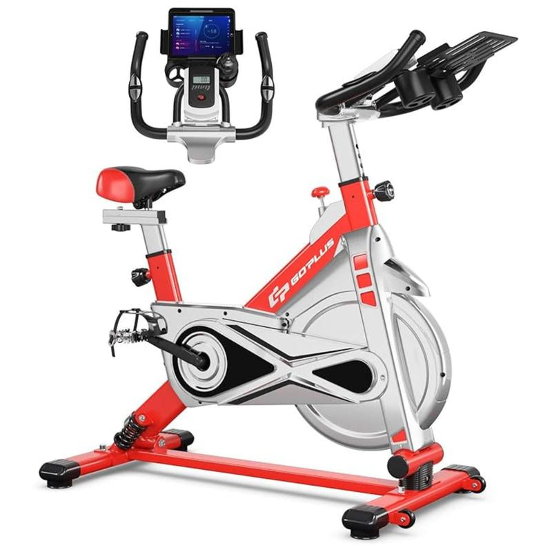 【Costway】-Exercise Bike Fixed Belt Drive Indoor Bicycle with Heart Rate Monitor