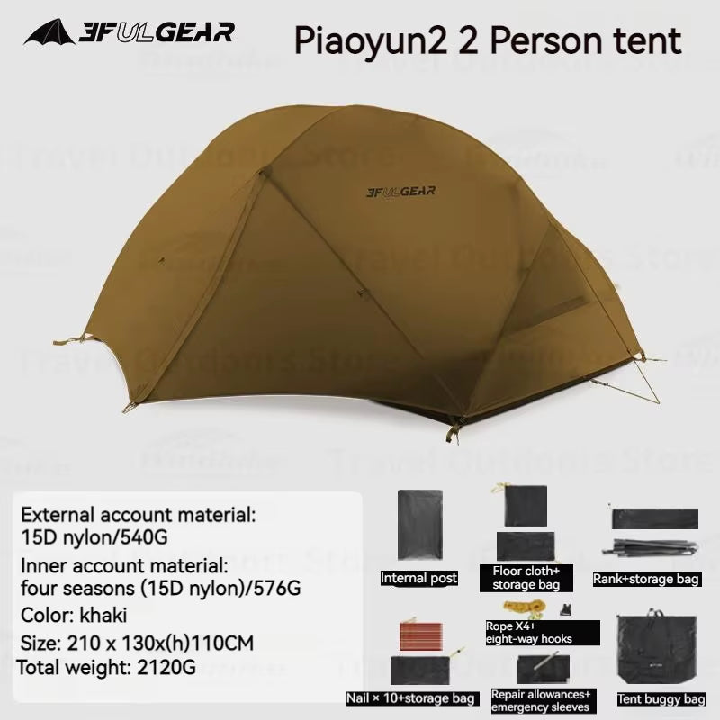Elevate Your Camping Experience with the 3F UL GEAR Ultralight Floating Cloud 2-Person Waterproof Tent – Perfect for 3/4 Season Adventures!