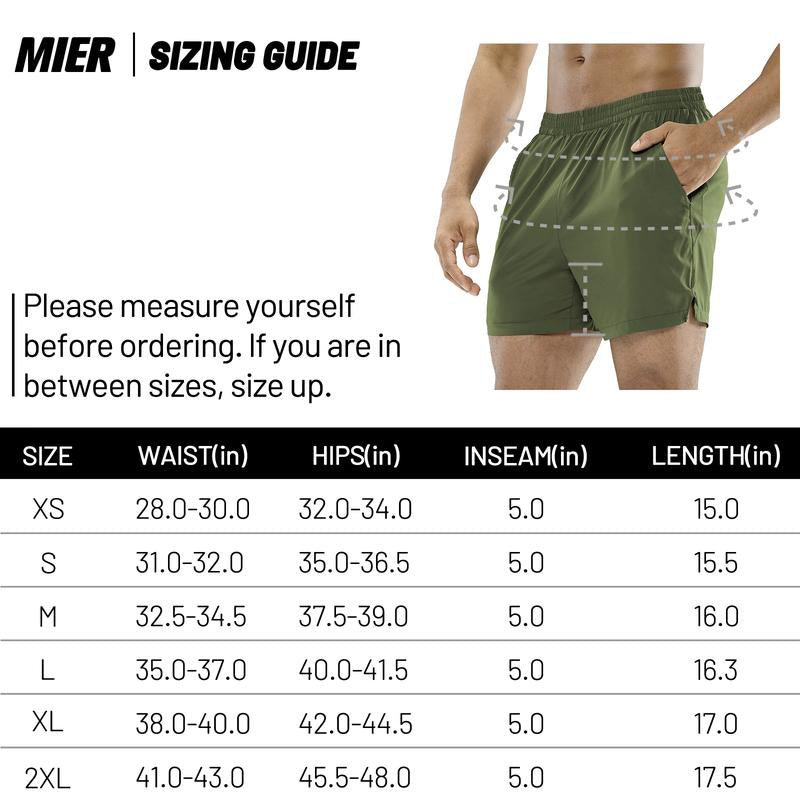 MIER Men'S 5‘’ Running Shorts, Lightweight Quick Dry Comfy Breathable Elastic Waist Athletic Shorts with Drawstring, for Running Gym Workout Joggers, Tiktok Shop Store, Year End Sale