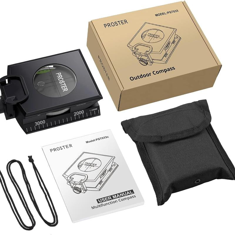 Proster Professional Compass - IP65 Hiking Compass with Sighting Clinometer - Metal Camping Compass Waterproof with Carry Bag for Camping, Hunting, Hiking, and Geology Activities