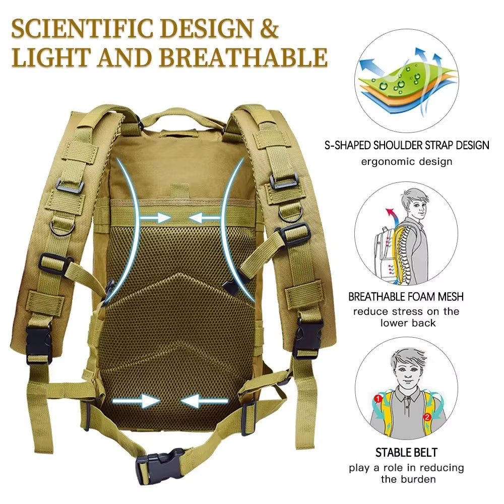 Versatile Camouflage Tactical Backpack - Ultimate Outdoor Travel, Hiking, and Fishing Companion