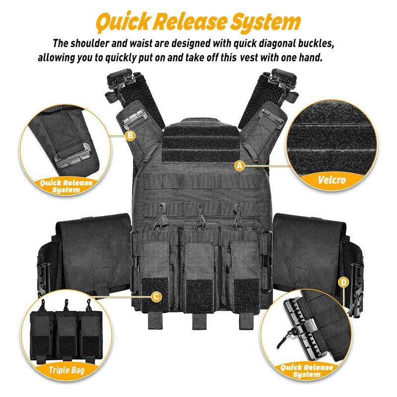 GFIRE Quick Release Plate Carrier Vest Molle Vest Adjustable Breathable for Sport 32-52 Inches Adjustable Size Perfect Gift for Men