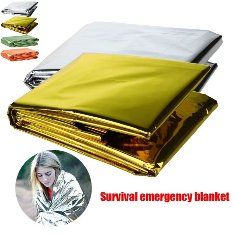 Emergency Blanket Outdoor Survive First Aid Rescue Kit Windproof Waterproof Foil Thermal Blanket for Camping Hiking Hot
