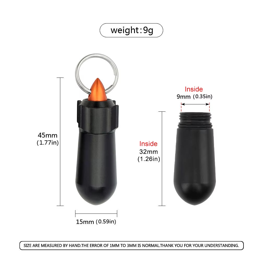 Mini Aluminum Alloy Waterproof Bottle Camping Survival Seal Bottle EDC Outdoor Tool