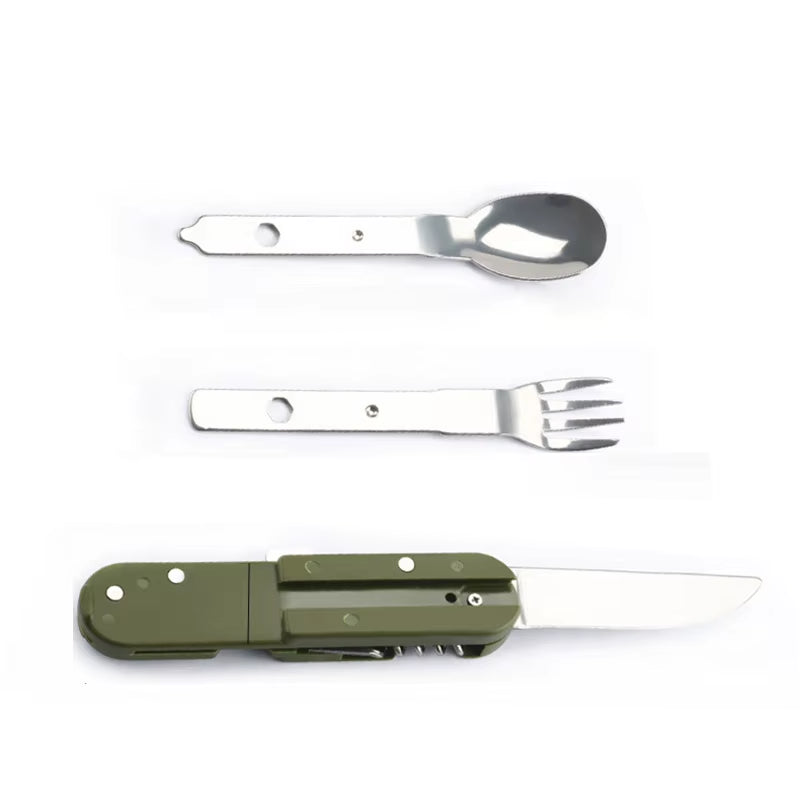 Camping Cutlery Stainless Steel Folding Knife Fork Spoon Portable Outdoor Tableware Camping Equipment