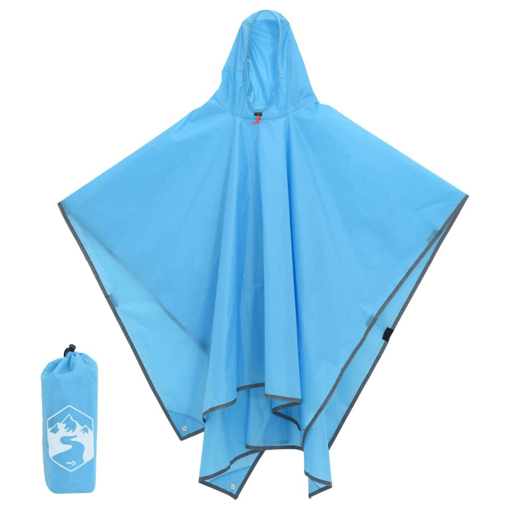 Regenponcho Mit Kapuze 2-In-1-Design Blau 223X145 Cm