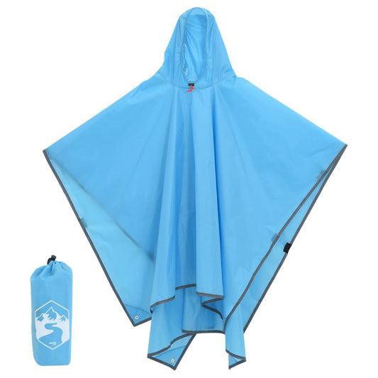 Regenponcho Mit Kapuze 2-In-1-Design Blau 223X145 Cm