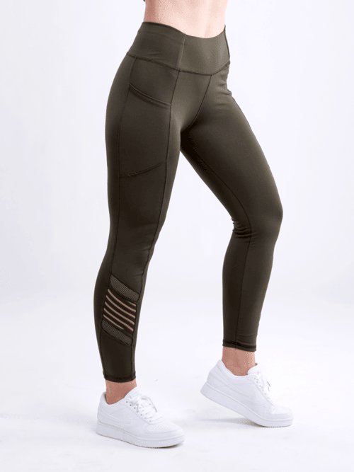 High-Waisted Pilates Leggings with Side Pockets & Mesh Panels - Outdoorsavage