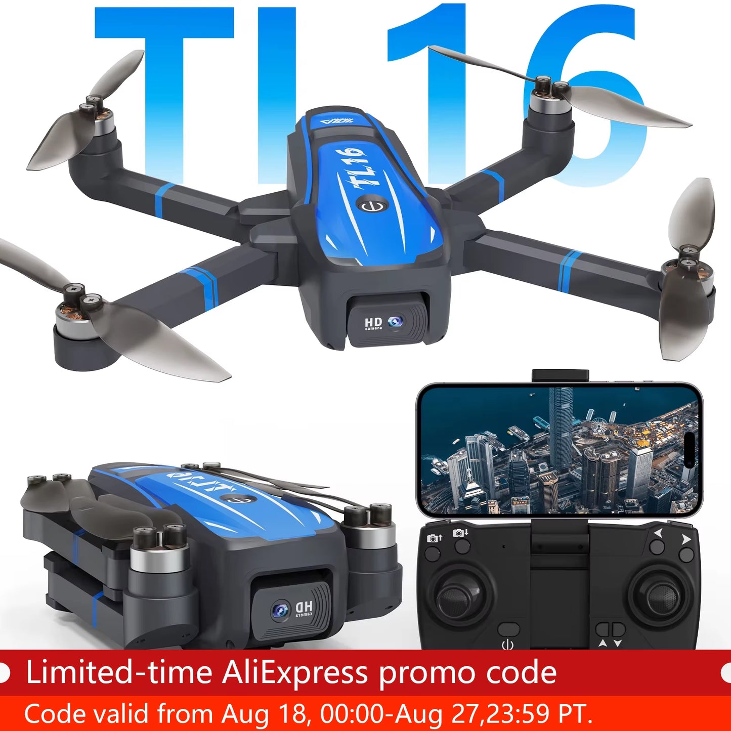 TL16 1080P FPV Drone for Beginners - Brushless Motor, Optical Flow Positioning, and Adjustable 90° Camera Lens