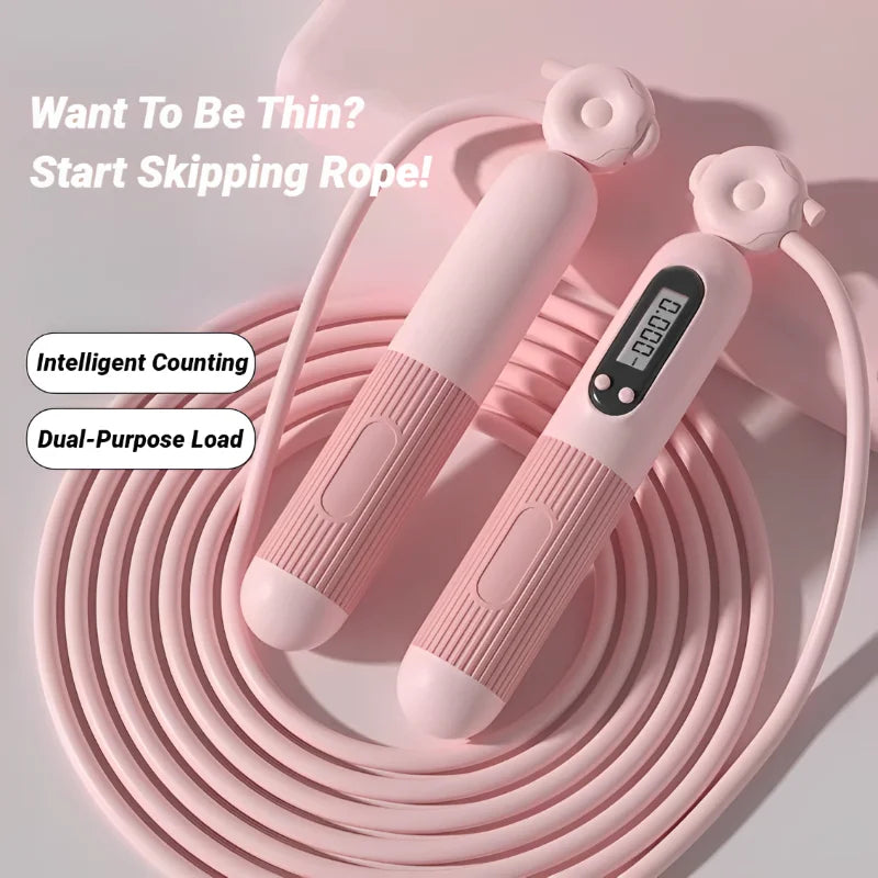 Jump Rope with Counter Adjustable Skipping Calorie Smart for Fitness Exercise and Weight Lose Counting Steel Traini Home Sport