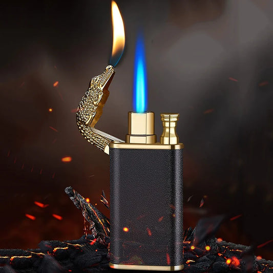 Dropshipping VIP Link Creative Dragon Double Fire Lighter Jet Flame Open Fire Windproof Inflatable Crocodile Lighter Men'S Gift