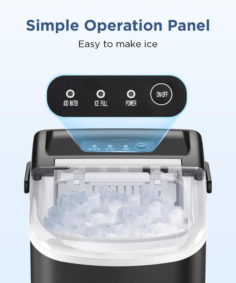 COWSAR Portable Countertop Ice Maker Machine with Self-Cleaning, 26.5Lbs/24Hrs, 6 Mins/9 Pcs Bullet Ice, Ice Scoop and Basket, Handheld Ice Maker for Kitchen/Home/Office/Party