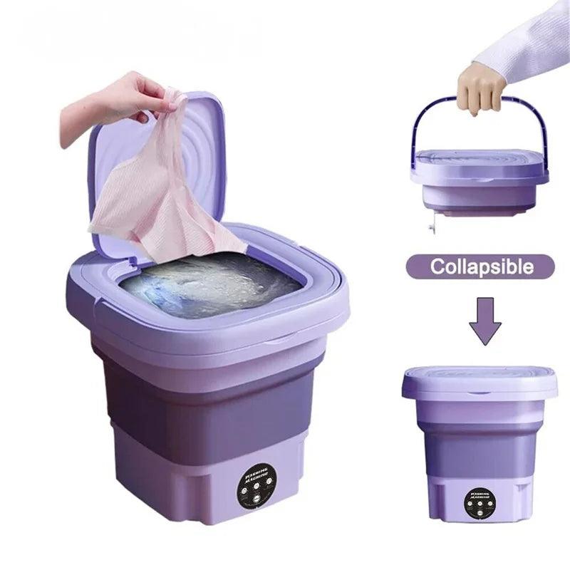 8L Portable Small Foldable Washing Machine with Spin Dryer For Socks Underwear Panties Washer Household Mini Washing Machine - Outdoorsavage