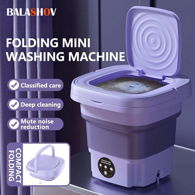 8L Portable Small Foldable Washing Machine with Spin Dryer For Socks Underwear Panties Washer Household Mini Washing Machine - Outdoorsavage