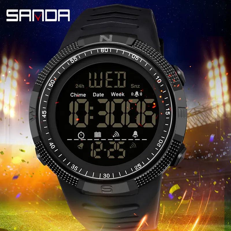 Military Sport Watch Mens Clock Fashion Brand SANDA Digital Wristwatch Shockproof Countdown Watches Waterproof Hour Bracelet - Outdoorsavage