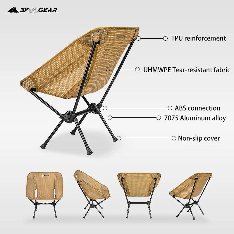 3F UL GEAR Outdoor folding Aluminum chair leisure Portable Ultralight Camping Fishing Picnic Chair Beach Chair Seat - Outdoorsavage