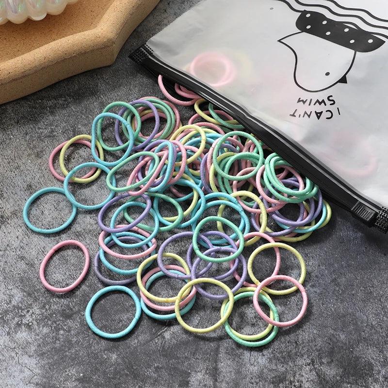 60/100pcs/Set Elastic Hair Bands Girls Hair Accessories Colorful Nylon Headband Kids Ponytail Holder Scrunchie Ornaments Gift - Outdoorsavage