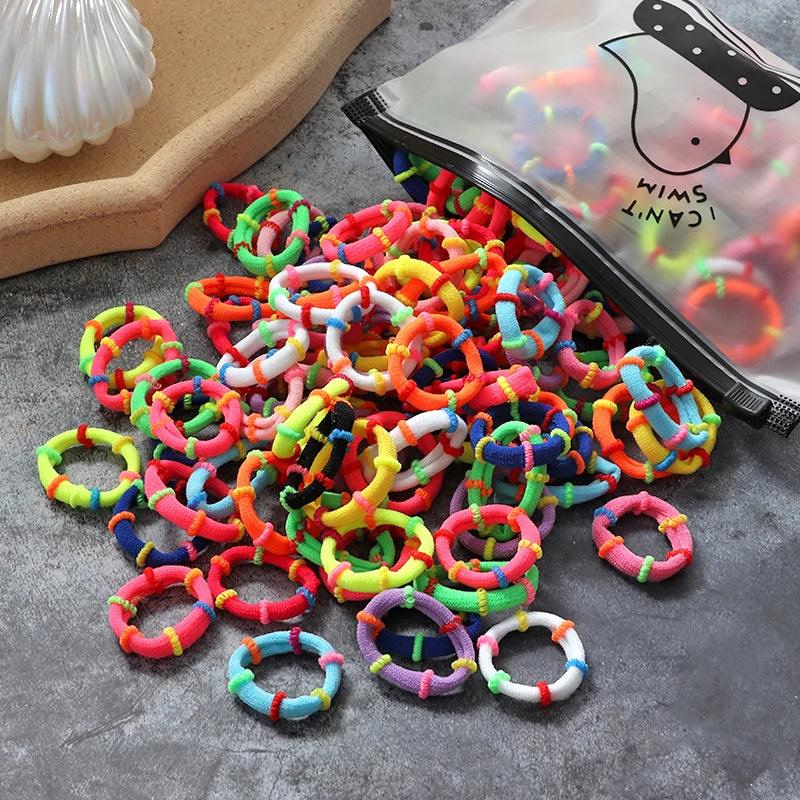 60/100pcs/Set Elastic Hair Bands Girls Hair Accessories Colorful Nylon Headband Kids Ponytail Holder Scrunchie Ornaments Gift - Outdoorsavage