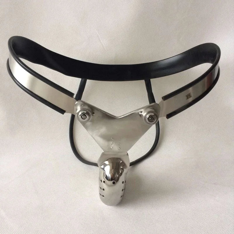 Stainless Steel Chastity Cage With Removable Anal Bead Plug Men