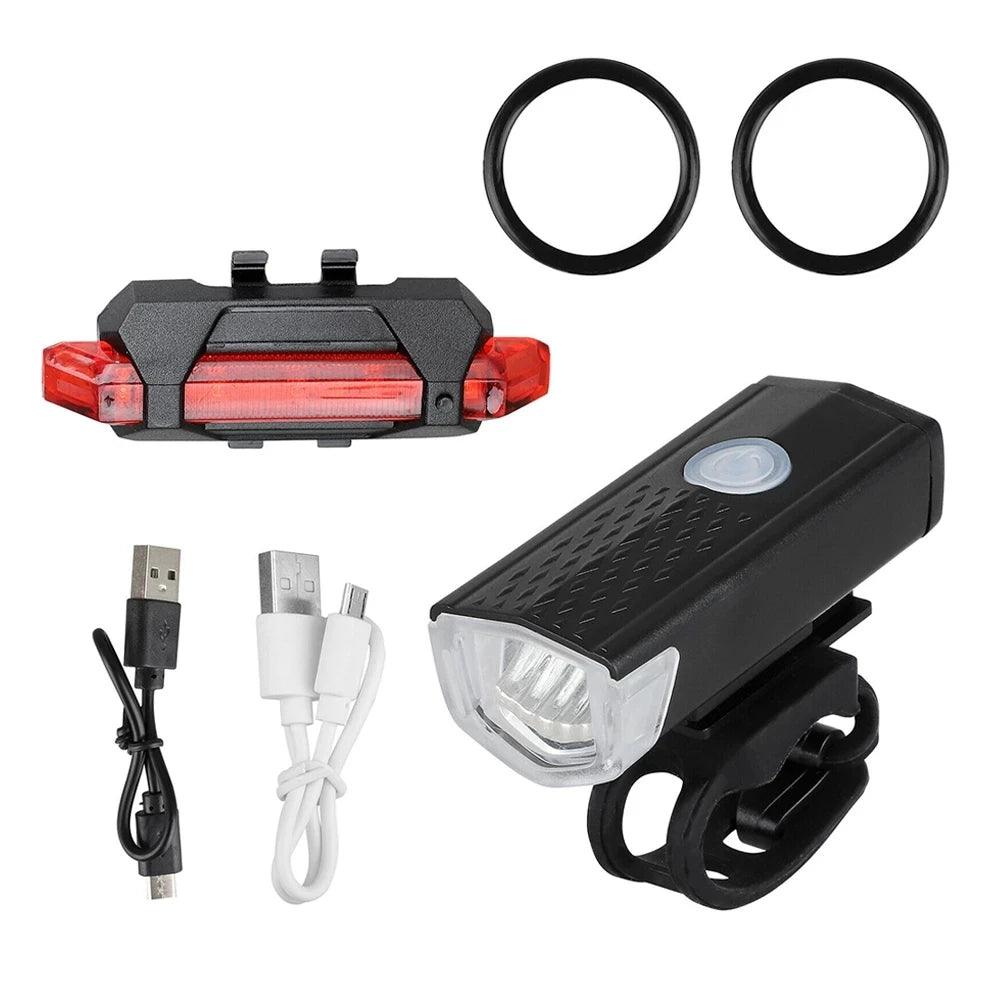 Bike Light Set Front Light with Taillight USB Rechargeable Easy to Install 3 Modes Bicycle Accessories for the Bicycle Road MTB - Outdoorsavage