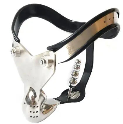 Stainless Steel Chastity Cage With Removable Anal Bead Plug Men