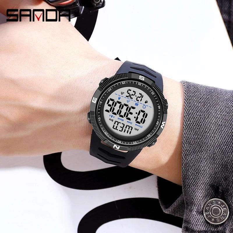 Military Sport Watch Mens Clock Fashion Brand SANDA Digital Wristwatch Shockproof Countdown Watches Waterproof Hour Bracelet - Outdoorsavage