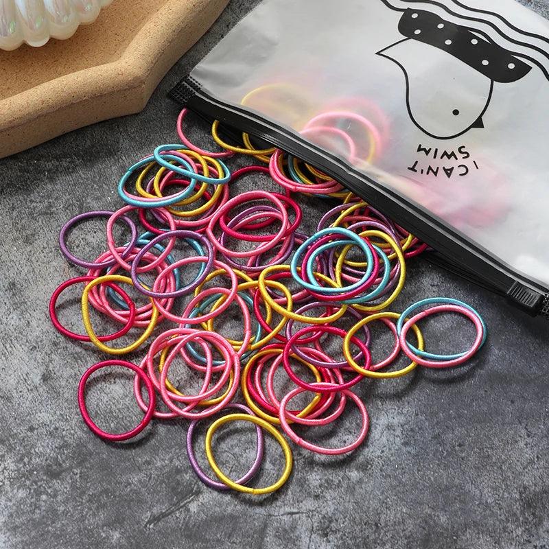 60/100pcs/Set Elastic Hair Bands Girls Hair Accessories Colorful Nylon Headband Kids Ponytail Holder Scrunchie Ornaments Gift - Outdoorsavage