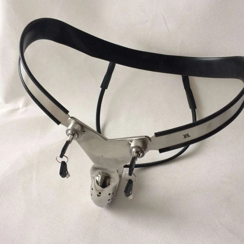 Stainless Steel Chastity Cage With Removable Anal Bead Plug Men
