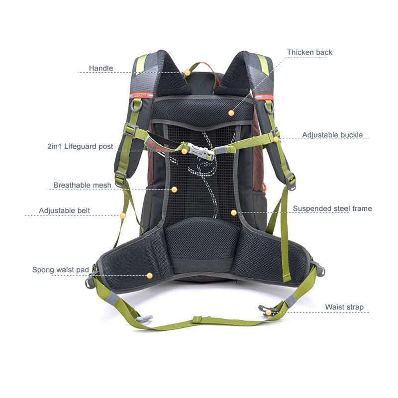 Lightweight 38L Ultralight Hiking Backpack with Rain Cover - Perfect for Climbing, Camping, and Travel!
