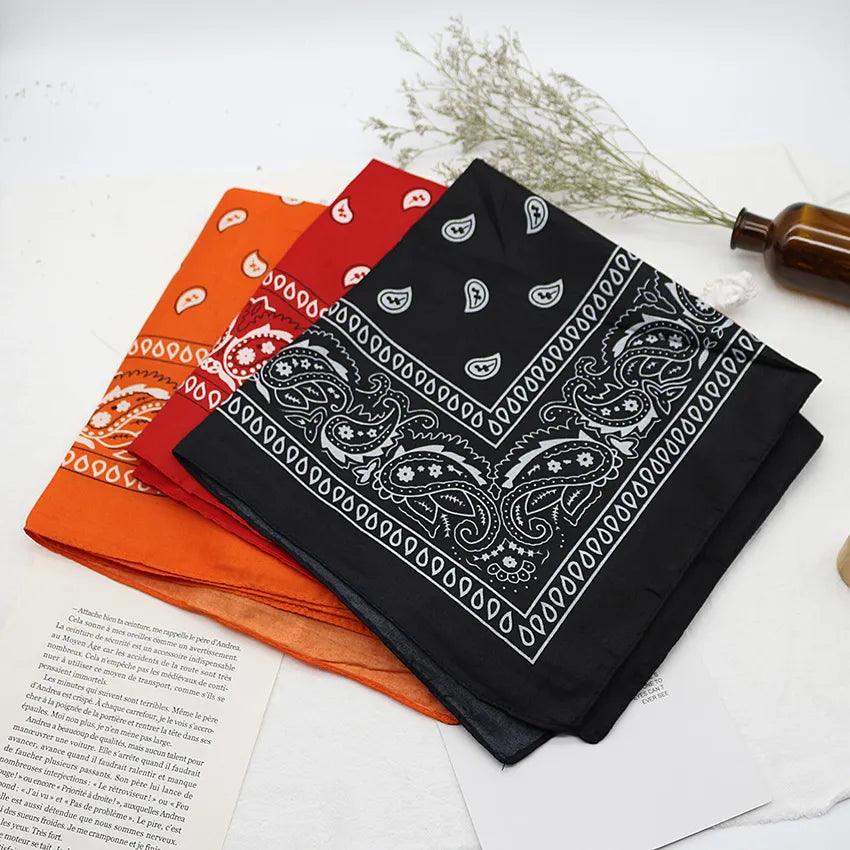 Bandana Kerchief Unisex Hip Hop Black Hair Band Neck Scarf Sports Headwear Wrist Wraps Head Square Scarves Print Handkerchief - Outdoorsavage