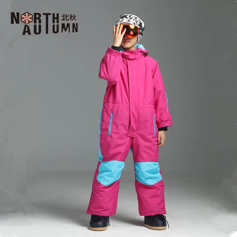 Winter Kids Skiing Suits Boys Girls Jumpsuits With Cap Outdoor Camping Waterproof Windproof Snow Overalls Ski Snowboard Clothes - Outdoorsavage