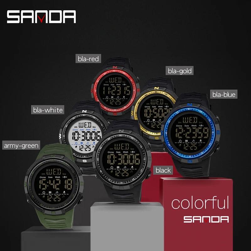 Military Sport Watch Mens Clock Fashion Brand SANDA Digital Wristwatch Shockproof Countdown Watches Waterproof Hour Bracelet - Outdoorsavage