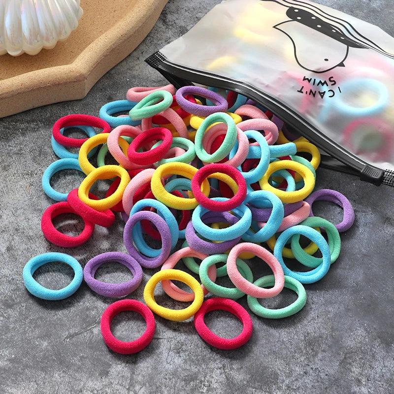 60/100pcs/Set Elastic Hair Bands Girls Hair Accessories Colorful Nylon Headband Kids Ponytail Holder Scrunchie Ornaments Gift - Outdoorsavage