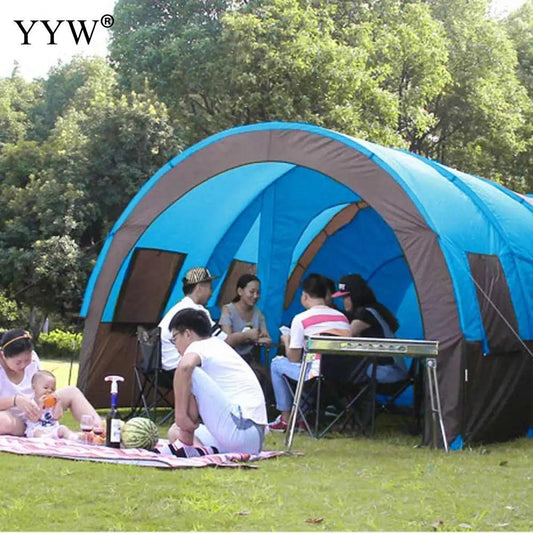 Doule Layer Tunnel Tent 5-10 person Outdoor Camping Family Tent Tourist House Family Camping Tent Top Quality Large Space Tent - Outdoorsavage