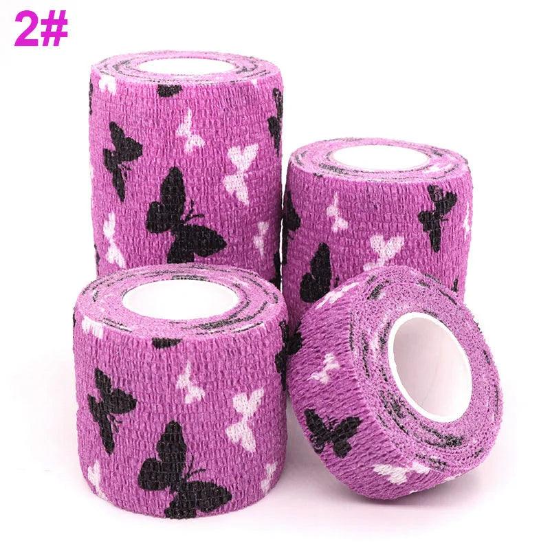 1 Pcs Printed Self Adhesive Elastic Bandage 4.8m Colorful Sports Wrap Tape for Finger Joint Knee First Aid Kit Pet Tape - Outdoorsavage