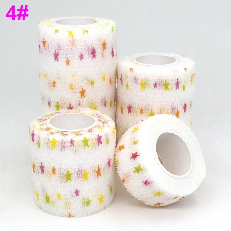 1 Pcs Printed Self Adhesive Elastic Bandage 4.8m Colorful Sports Wrap Tape for Finger Joint Knee First Aid Kit Pet Tape - Outdoorsavage