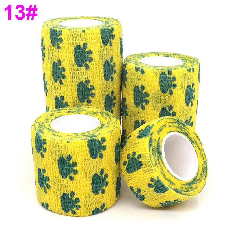 1 Pcs Printed Self Adhesive Elastic Bandage 4.8m Colorful Sports Wrap Tape for Finger Joint Knee First Aid Kit Pet Tape - Outdoorsavage