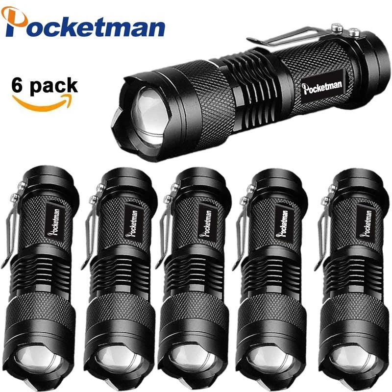 Powerful Tactical Flashlights Portable LED Camping Lamps 3 Modes Zoomable Torch Light Lanterns Self Defense 6pcs/Lot z50 - Outdoorsavage