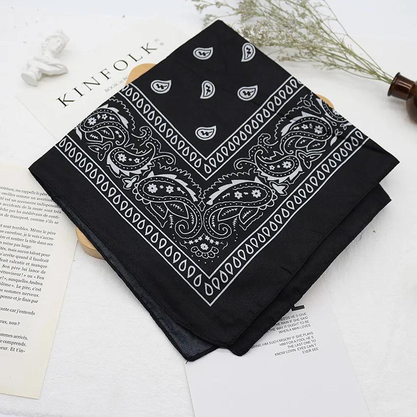 Bandana Kerchief Unisex Hip Hop Black Hair Band Neck Scarf Sports Headwear Wrist Wraps Head Square Scarves Print Handkerchief - Outdoorsavage