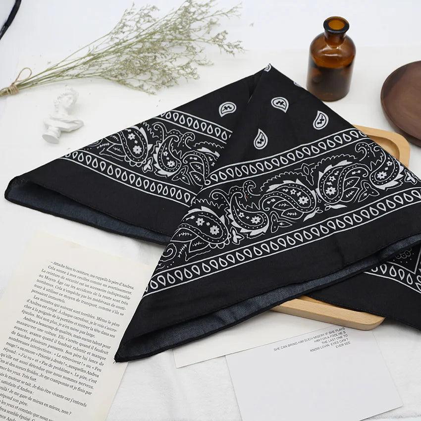 Bandana Kerchief Unisex Hip Hop Black Hair Band Neck Scarf Sports Headwear Wrist Wraps Head Square Scarves Print Handkerchief - Outdoorsavage