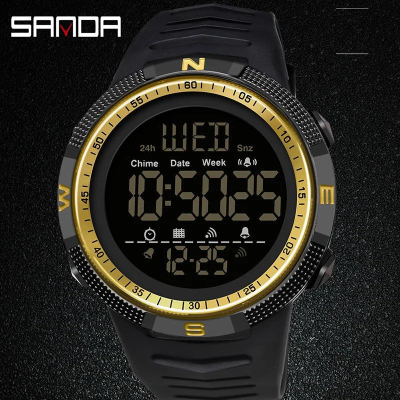 Military Sport Watch Mens Clock Fashion Brand SANDA Digital Wristwatch Shockproof Countdown Watches Waterproof Hour Bracelet - Outdoorsavage