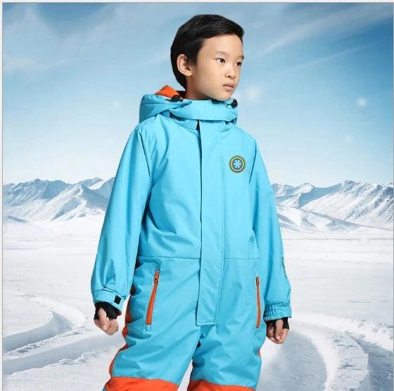 Winter Kids Skiing Suits Boys Girls Jumpsuits With Cap Outdoor Camping Waterproof Windproof Snow Overalls Ski Snowboard Clothes - Outdoorsavage