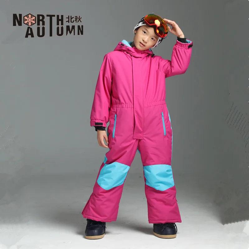 Winter Kids Skiing Suits Boys Girls Jumpsuits With Cap Outdoor Camping Waterproof Windproof Snow Overalls Ski Snowboard Clothes - Outdoorsavage