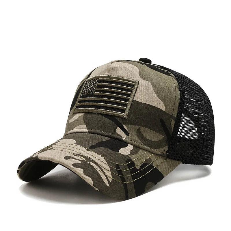 Idopy Men`s Summer Army Military Tactical Adjustable Cool Patriotic USA American Flag Baseball Cap Hat - Outdoorsavage