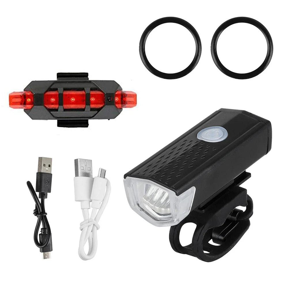 Bike Light Set Front Light with Taillight USB Rechargeable Easy to Install 3 Modes Bicycle Accessories for the Bicycle Road MTB - Outdoorsavage