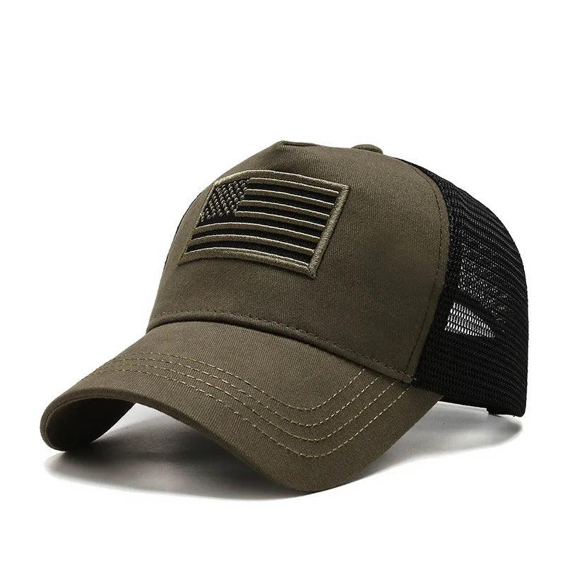 Idopy Men`s Summer Army Military Tactical Adjustable Cool Patriotic USA American Flag Baseball Cap Hat - Outdoorsavage